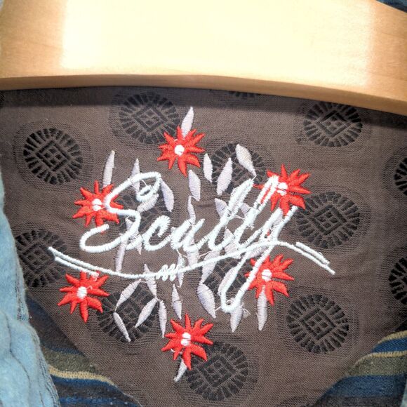 Scully Pearl Snap Button Up Shirt Men's Large Western Brown Striped - Picture 4 of 14